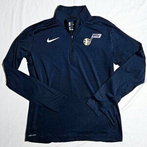 NIKE NBA UTAH JAZZ BASKETBALL DRI FIT NAVY PULLOVER QUARTER ZIP LARGE EUC